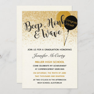 Invitation à l'obtention d'un diplôme en noir et o