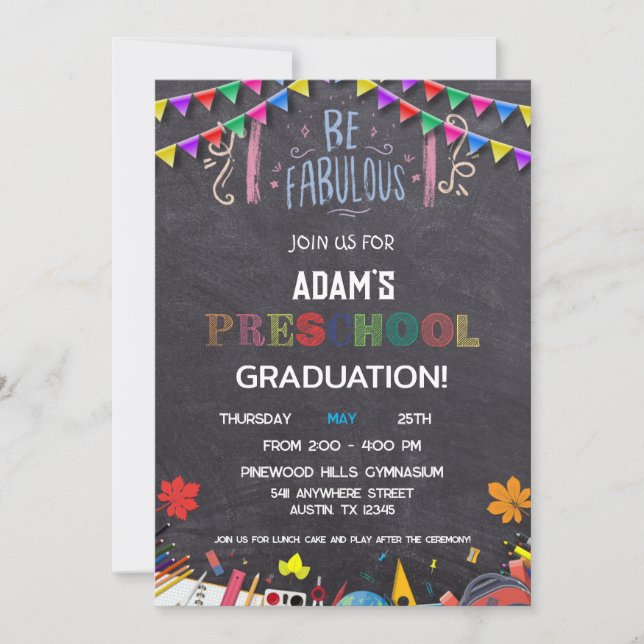 Invitation à l'obtention d'un diplôme préscolaire  (Devant)