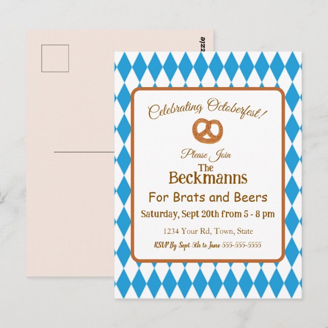 Invitation à l'Oktoberfest Brats et Bières  (Devant / Derrière)
