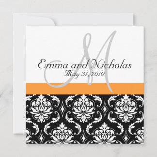 Invitation à l'Orange Monogramme Mariage damassé