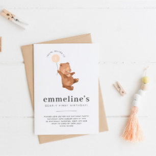 Invitation à l'Ours Premier anniversaire Ballons o