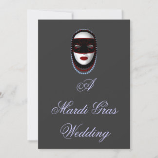 Invitation "A Mardi Gras Mariage" Masque perlé noir/rouge/ble