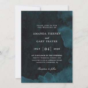 invitation à mariage couleur aquarelle turquoise e