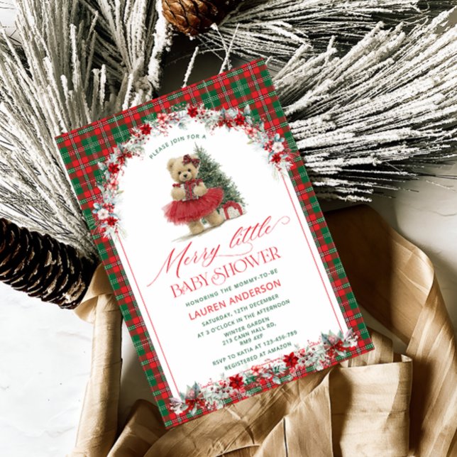 Invitation A Merry Little Christmas Tartan Baby Shower (Créateur téléchargé)