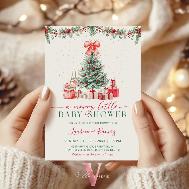 Invitation A Merry Little Holiday Christmas Tree Baby Shower (Créateur téléchargé)