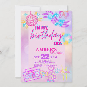 Invitation A mon anniversaire Era rose violet Neon Anniversai
