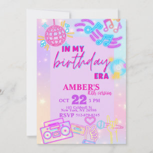 Invitation A mon anniversaire Era rose violet Neon Anniversai