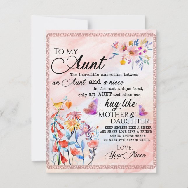 Invitation À Mon Cadeau Tante, Cadeau Papillon De La Nièce (Devant)