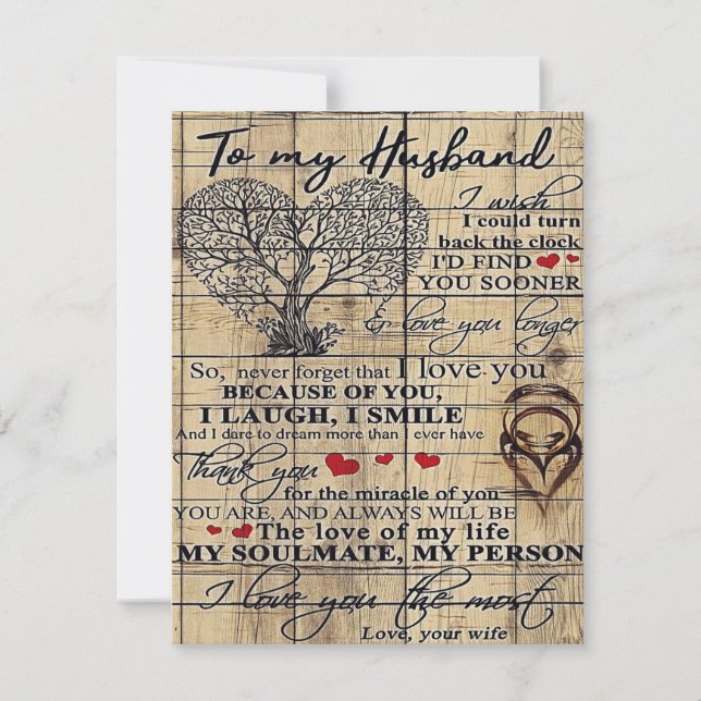 Invitation À mon mari | Lettre pour mari | Décoration de fami (Devant)