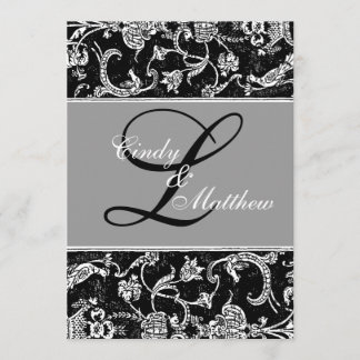 Invitation à monogramme en damas