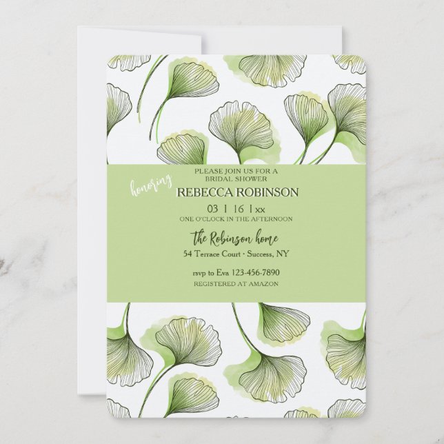 Invitation à motif de feuille verte (Devant)