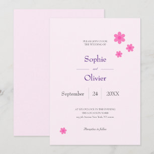 invitation à motif rose