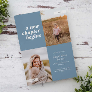 Invitation A New Chapter Begins Blue Graduation Invite