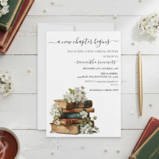 Invitation A new Chapter Begins Book Bridal shower