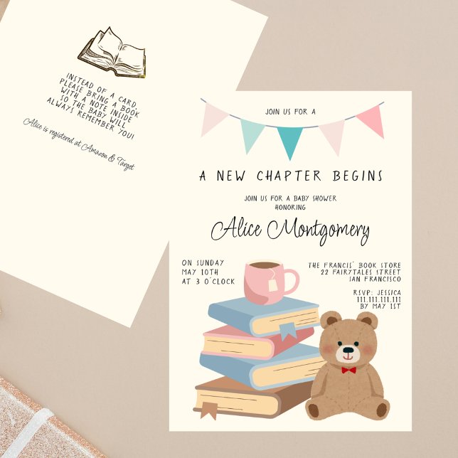 Invitation A New Chapter Begins Storybook Boho Baby Shower  (Créateur téléchargé)
