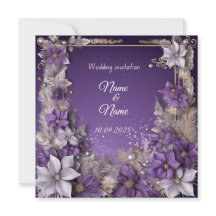 Invitation à nikkah Mariage fleuri violet