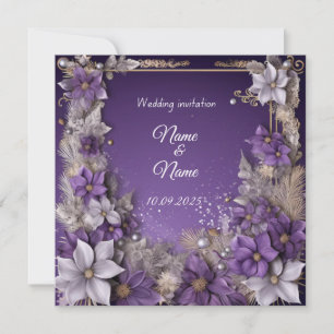 Invitation à nikkah Mariage fleuri violet