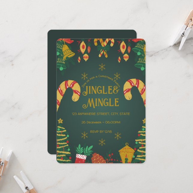 Invitation à Noël Jingle et Mingle (Devant/Arrière en situation)