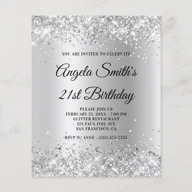 Invitation à paillettes argentées ombrées Budget (Devant)
