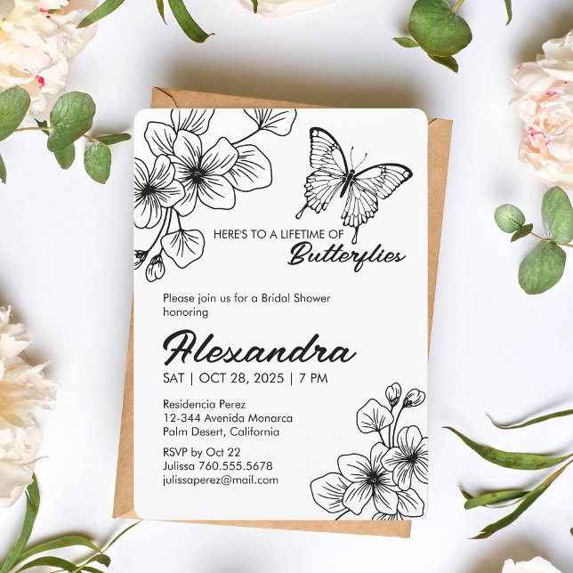 Invitation à papillon de Fête des mariées, Matte (Créateur téléchargé)