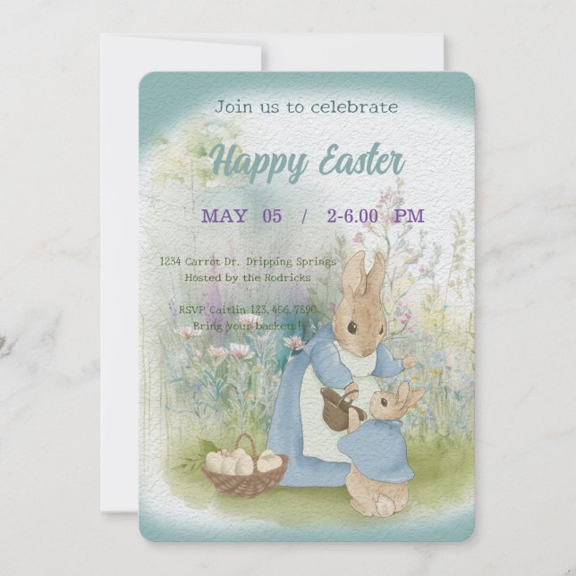 invitation à Pâques avec Peter Rabbit (Devant)