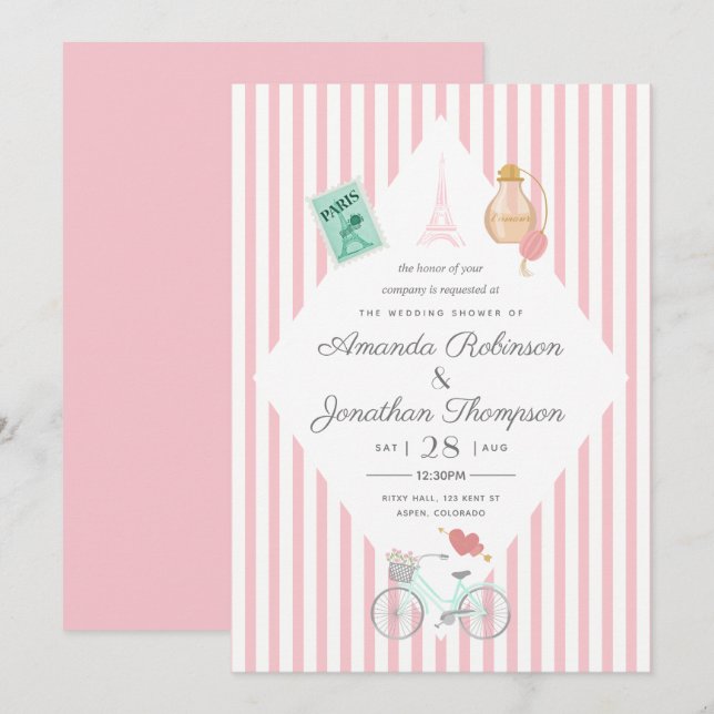 Invitation à Paris pour une soirée Wedding shower  (Devant / Derrière)