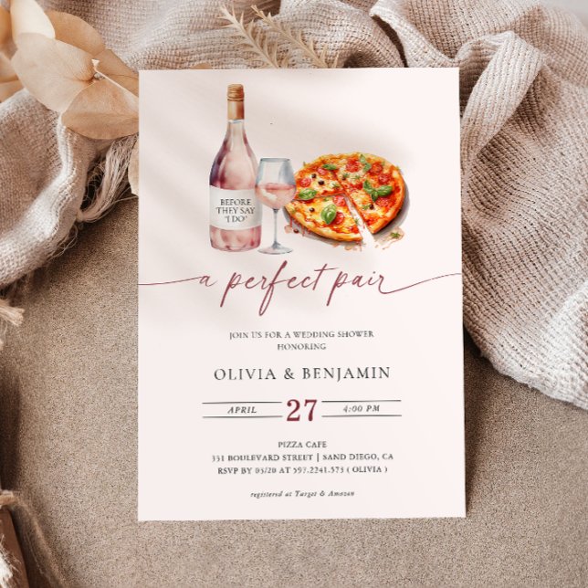 Invitation A Perfect Pair Wine | Pizza Mariage Shower  (Créateur téléchargé)