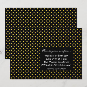 Invitation À petits pois Black et Gold Foil