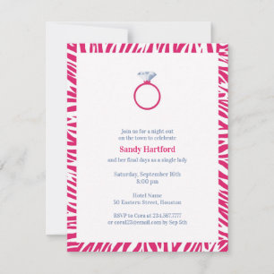 Invitation à plat du parti Zebra Bachelorette rose