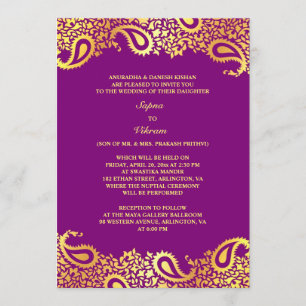 Invitation à plat Mariage indien Paisleys