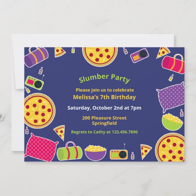 Invitation à plat pour la fête d'anniversaire de S (Devant)