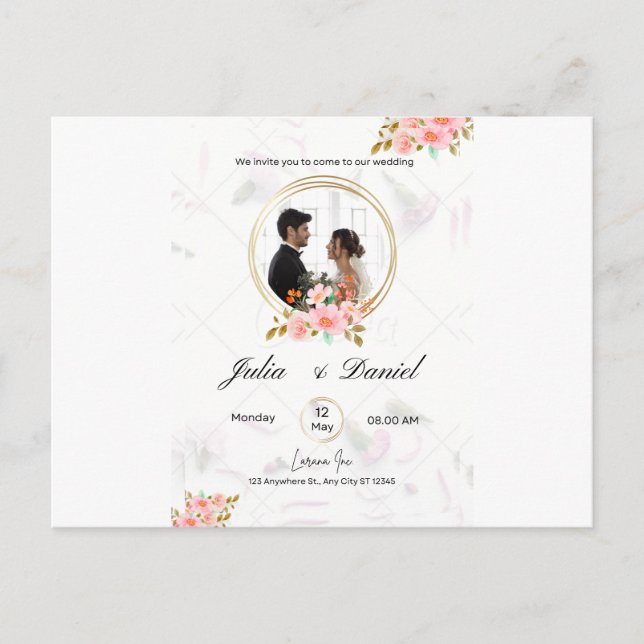 Invitation à plat, taille : 13 cm x 18 cm, papier  (Devant)