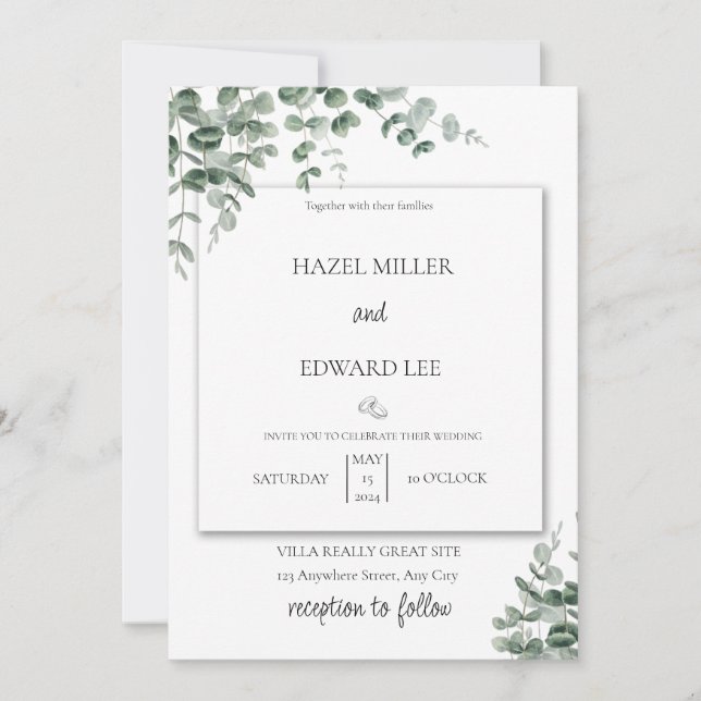 Invitation à plat, taille : 13 x 18 cm, Papier : M (Devant)