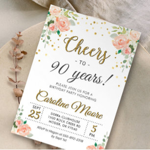 Invitation À quatre-vingt-dix ans Mesdames Joyeux Anniversair