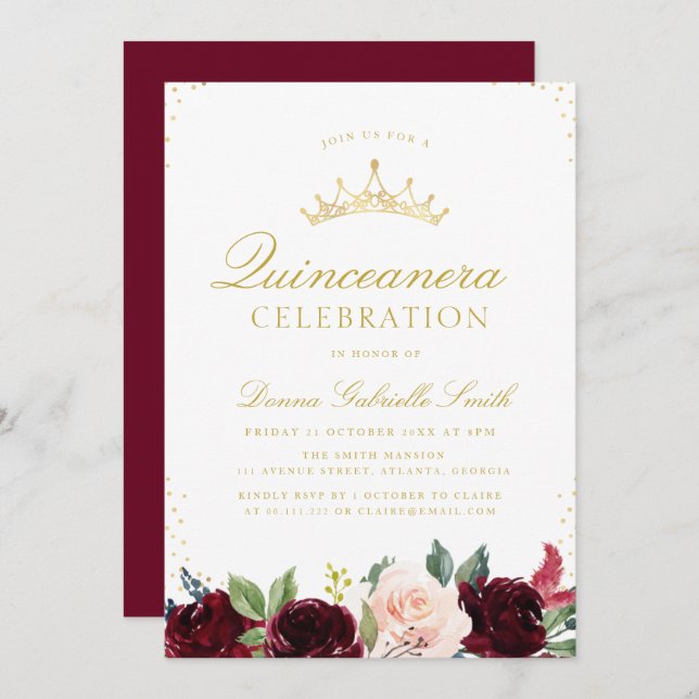 invitation à Quinceanera (Devant / Derrière)