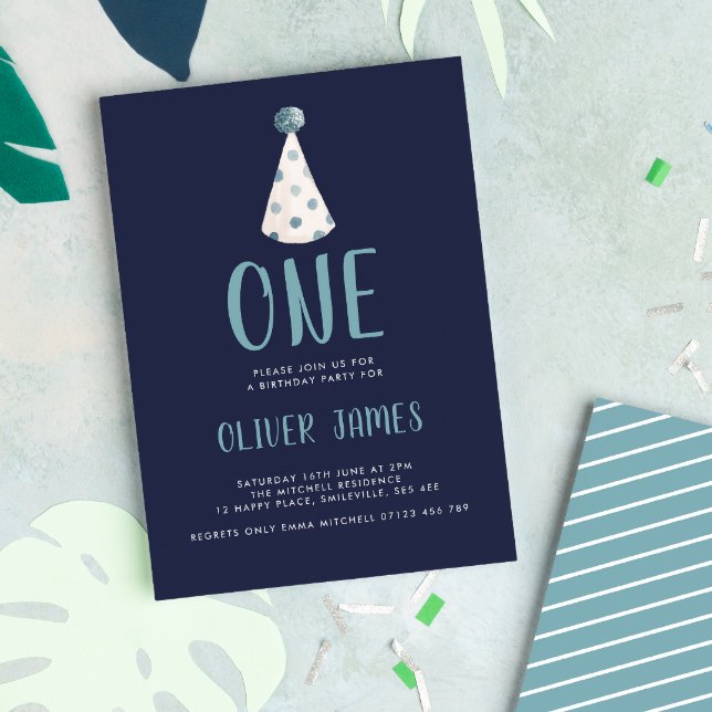 Invitation Ă?re fête d'anniversaire d'aquarelle de casquette (Créateur téléchargé)