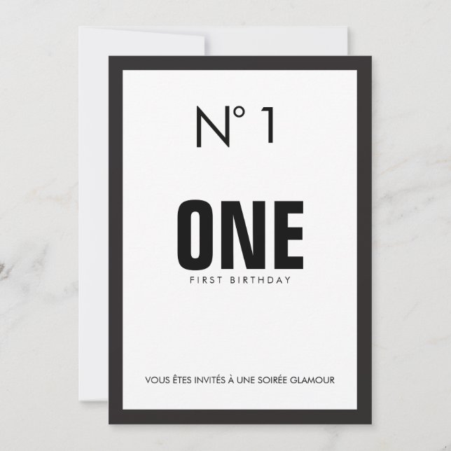 Invitation Ă?re fête d'anniversaire de thème noir et blanc de (Dos)