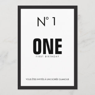 Invitation Ă?re fête d'anniversaire de thème noir et blanc de