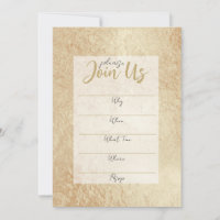 Invitation à remplir avec feuille d'or