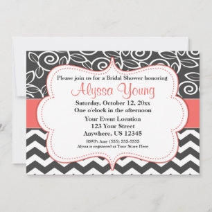 Invitation à sauter Chevron Coral gris foncé