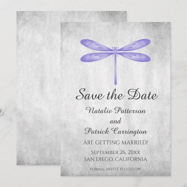 Invitation à sauver la date du mariage Papillon Dr (Devant / Derrière)