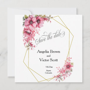 Invitation à sauver la date florale rose