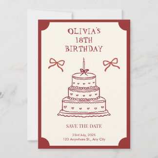 Invitation à sauver la date pour les 18 ans Vintag