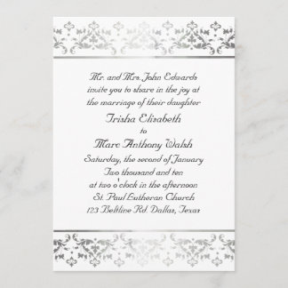 Invitation à Silver mariage damassé