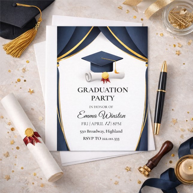 Invitation A simple graduation ceremony with four photographs (Créateur téléchargé)