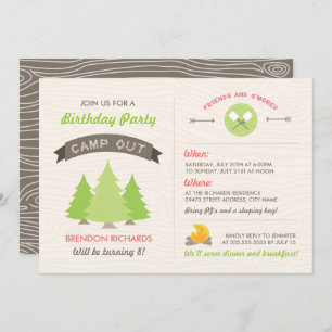 Invitation à sortir du camp d'anniversaire amusant