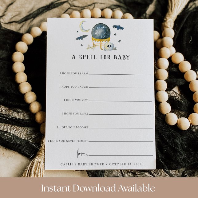 Invitation A Spell for Baby Halloween Baby Shower Wishes Card (Créateur téléchargé)