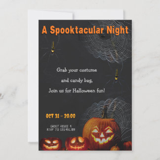 Invitation A Spooktacular Night | Pumpkins & Spider Halloween