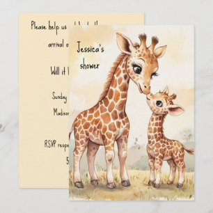 Invitation à télécharger numérique bébé girafe
