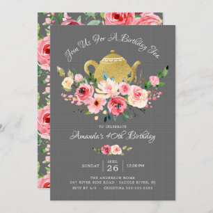 Invitation à thé pour l'anniversaire de la florale